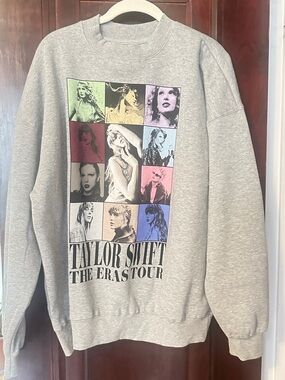 Taylor Swift Gray Crewneck Sweatshirt with Color Block Portraits